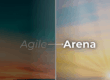 Agile PLM sunset transitioning into Arena PLM sunrise with arrow symbolizing migration