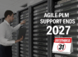 Data center with servers and a calendar highlighting December 31, 2027, symbolizing the end of Oracle Agile PLM support.
