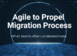 Agile to Propel migration process concept graphic showing digital transformation journey