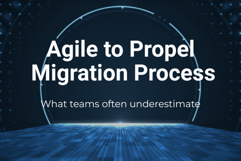 Agile to Propel migration process concept graphic showing digital transformation journey